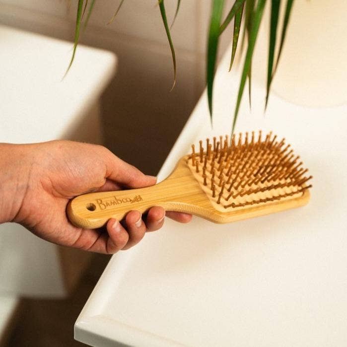 Bamboo Paddle Hairbrush - Square | Earth Day Bestseller
