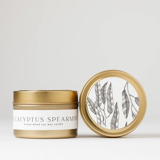 Eucalyptus + Spearmint Tin Soy Candle | summer garden