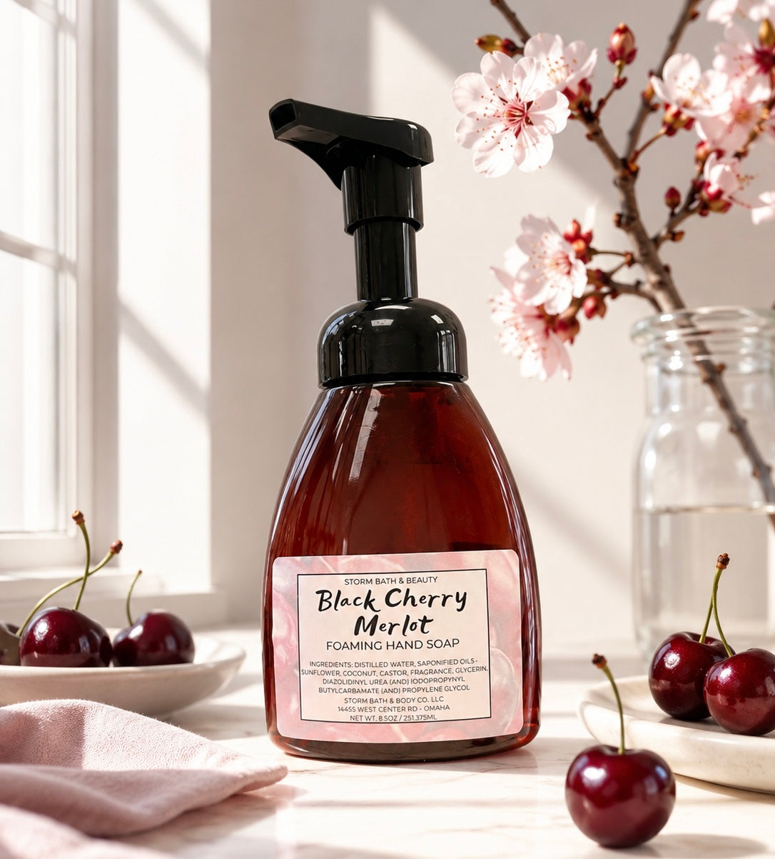 Black Cherry Merlot Foaming Hand Soap – Sweet Dark Cherry & Wine Inspired Hand Wash