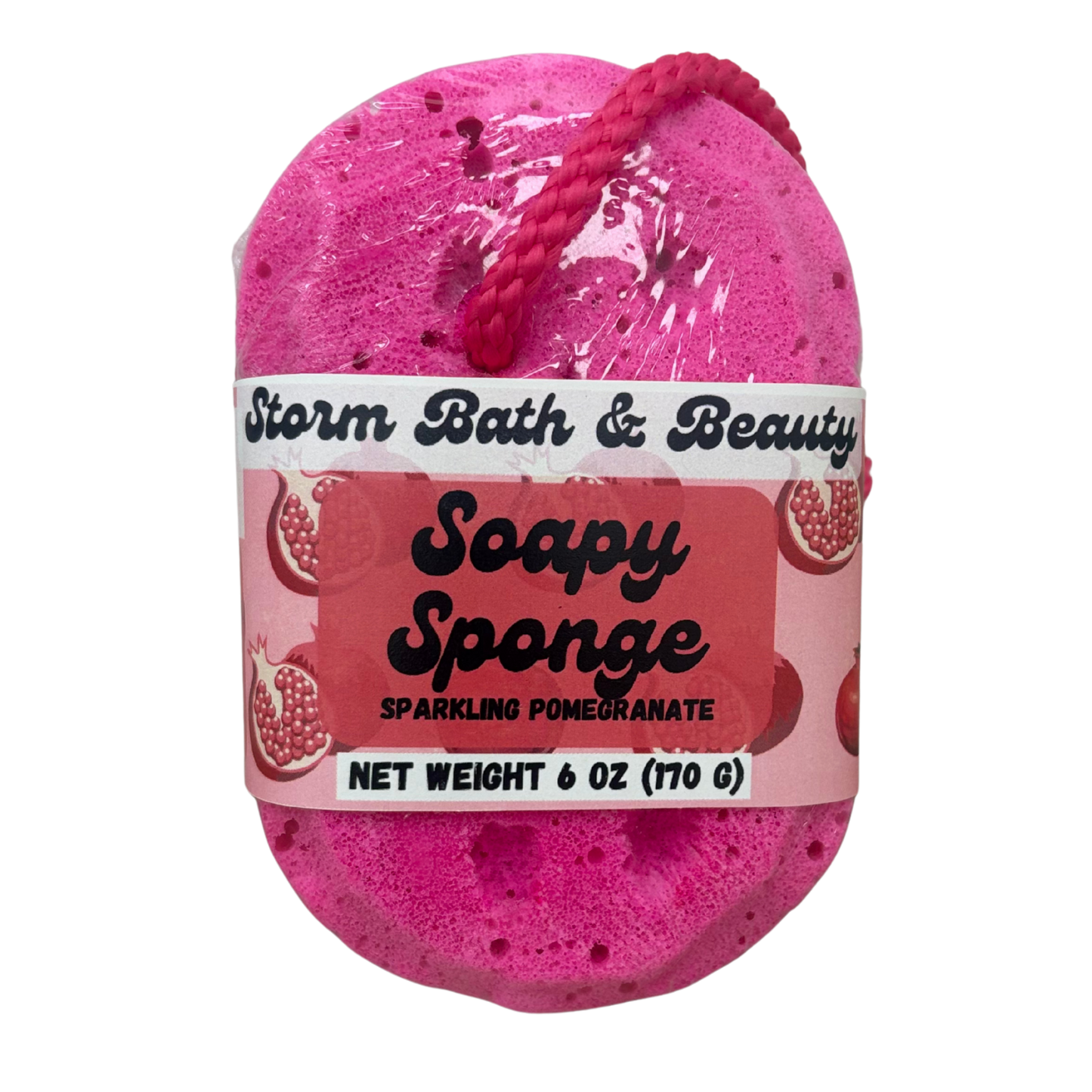 Soapy Sponge –  Sparkling Pomegranate - Exfoliating Soap-Infused Body Sponge