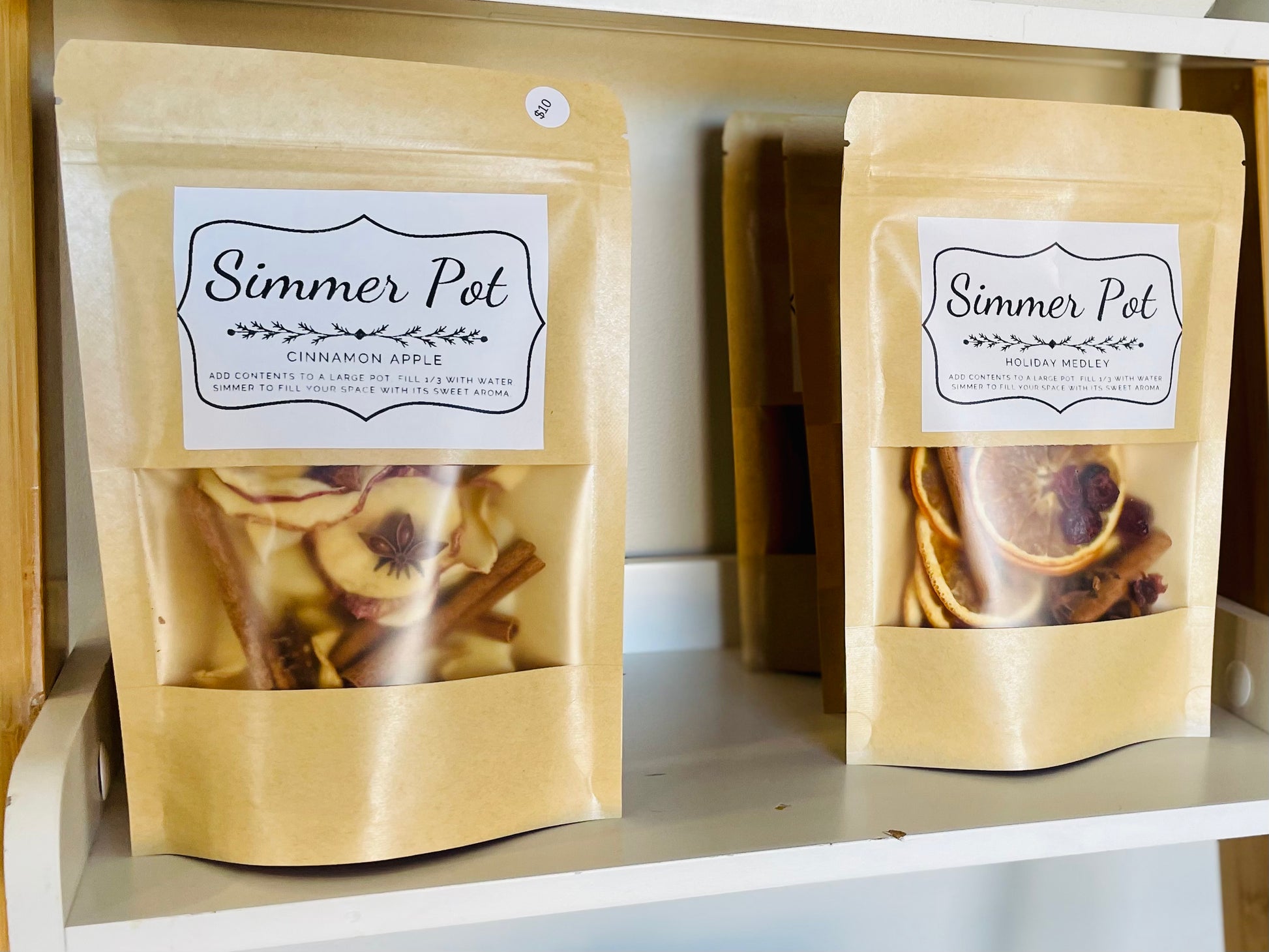 Bag of dried fruit (apples) along with star anise and cinnamon sticks